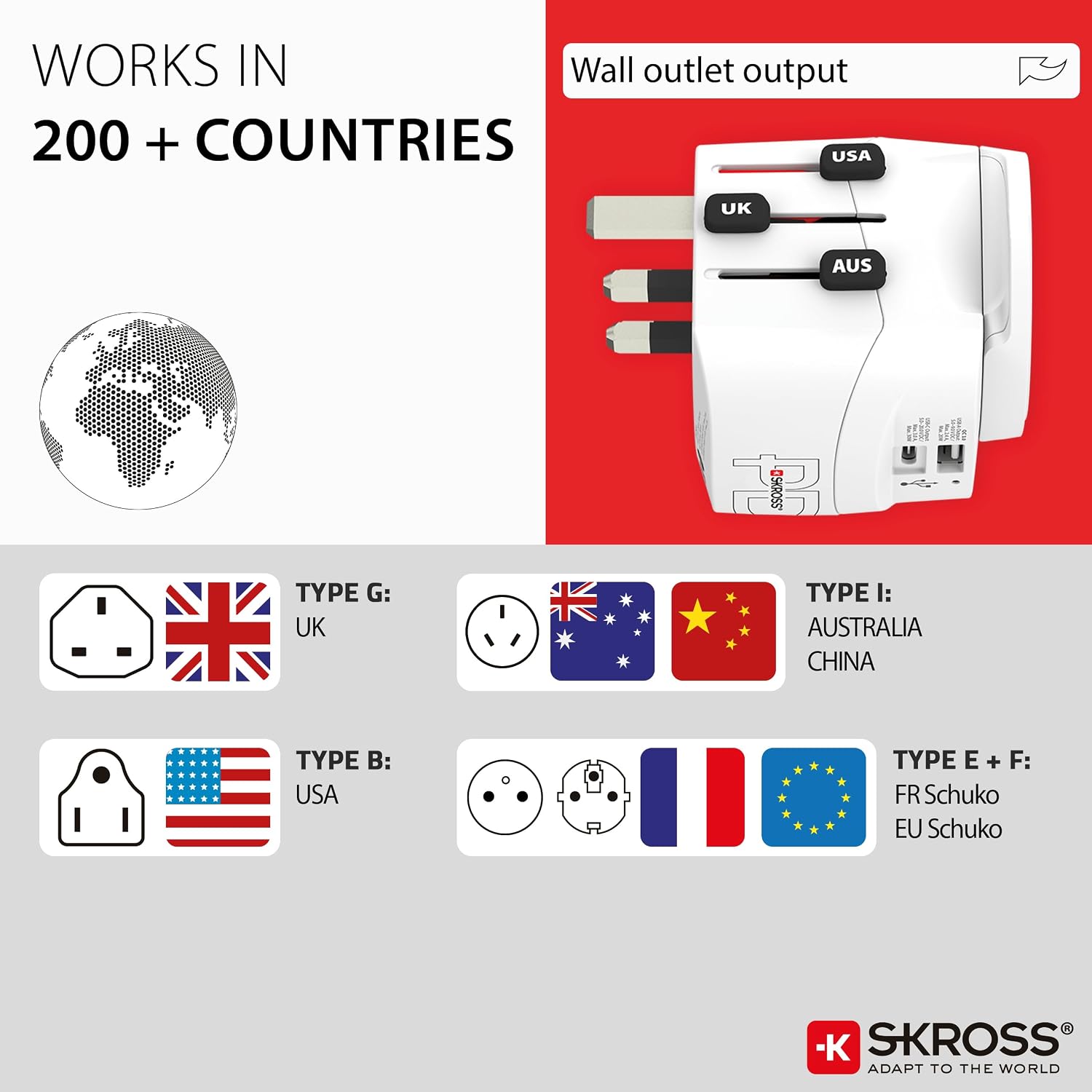 Detalle de SKROSS PRO Light AC30PD World Universal Travel Adapter