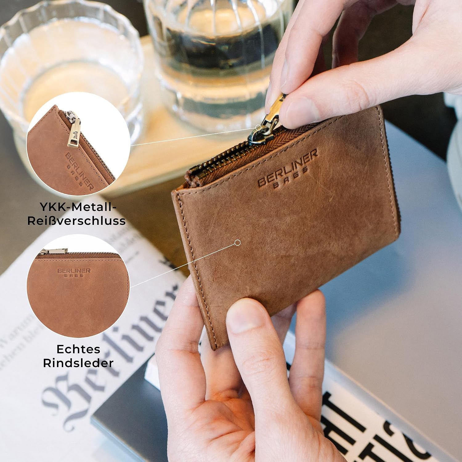 Thumbnail 3 de Berliner Bags Münzbörse Mark aus Leder – Mini-Geldbeutel für Damen und Herren