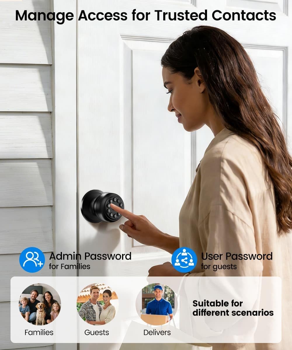 Thumbnail 6 de Smart Keypad Door Knob, Bright Black