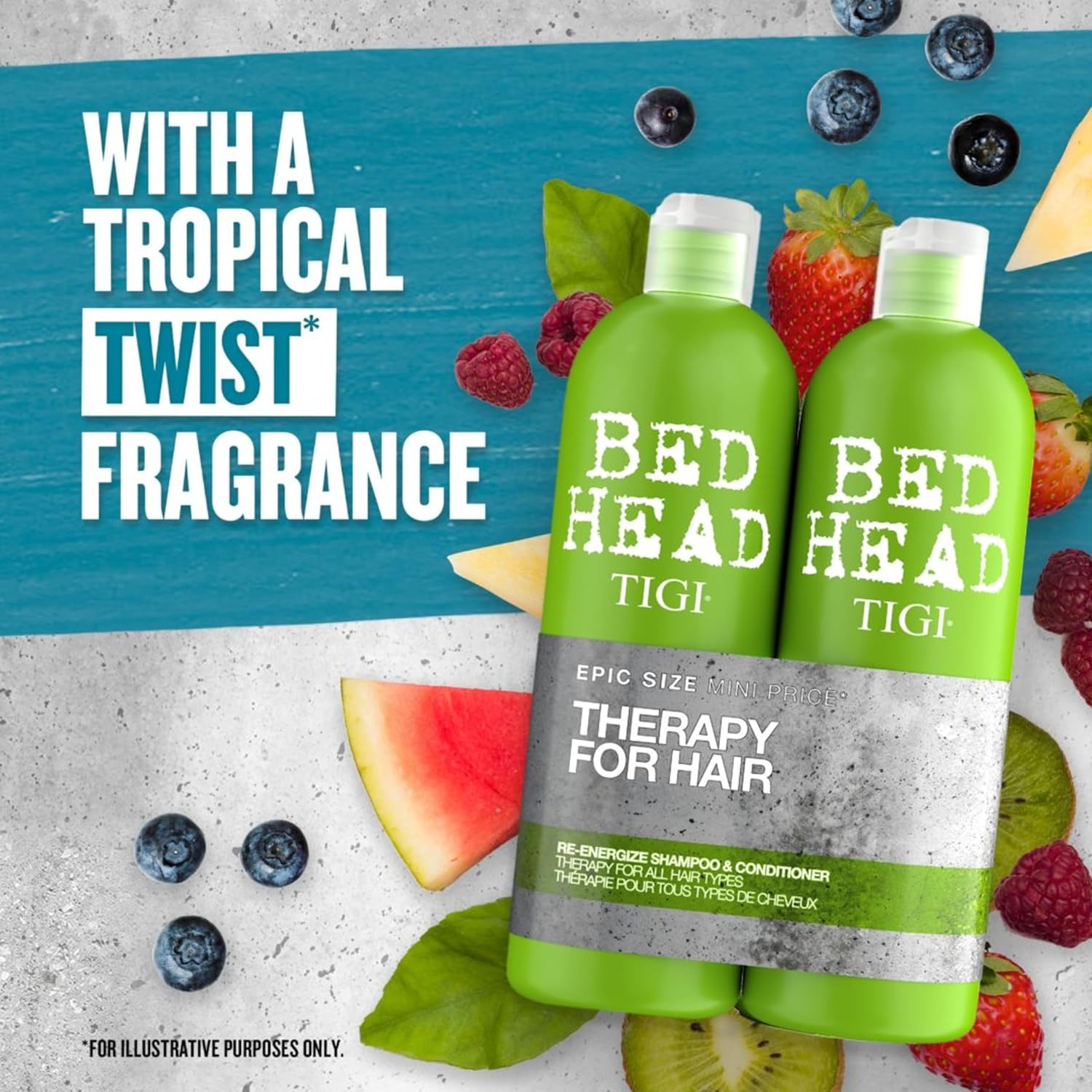 Detalle 2 de Bed Head by TIGI Re-Energise Shampoo & Conditioner Set – 2 x 750 ml