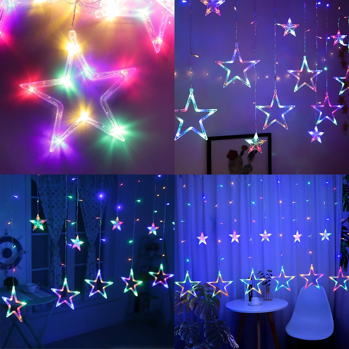 Thumbnail 3 de ROOR DRCR100 Star Curtain Lights, 138 LEDs, 12 Stars, Multicolour, IP65