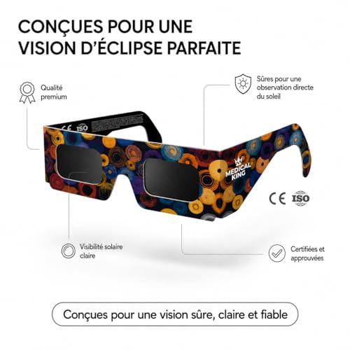Detalle de Lunettes Eclipse Solaire 2026 – Lot de 12 Paires Premium avec 2 Filtres Solaires pour Smartphone | Medical king