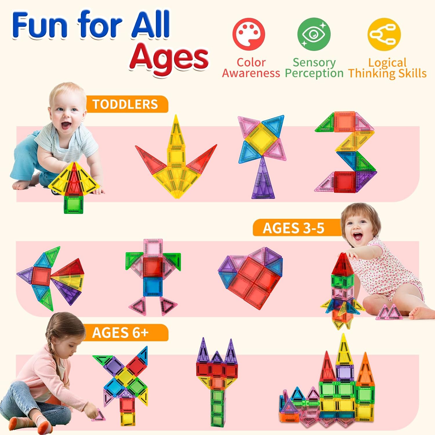 Detalle 2 de Mini Magnetic Tiles Travel Set 42PCS: Compact, Educational Magnetic Building Blocks for 3+ Kids