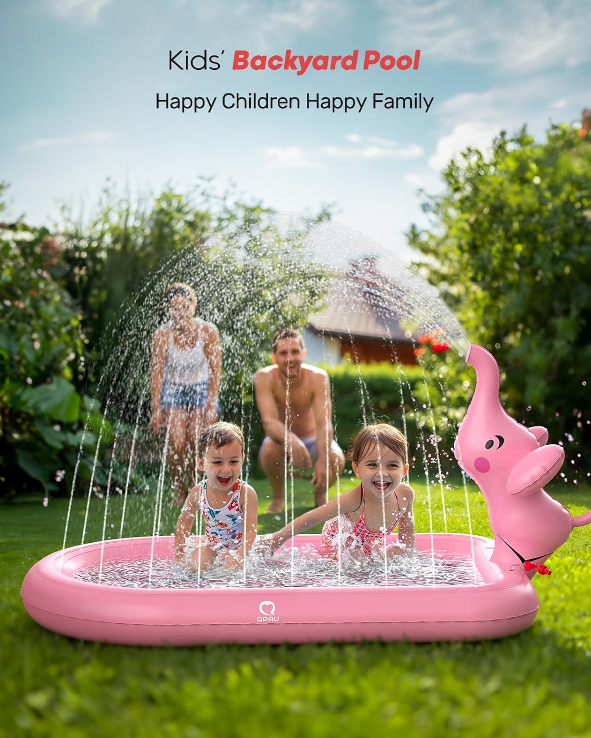Thumbnail 6 de QPAU Splash Pads for Toddlers 1-3 – Pink Elephant Inflatable Sprinkler Pool