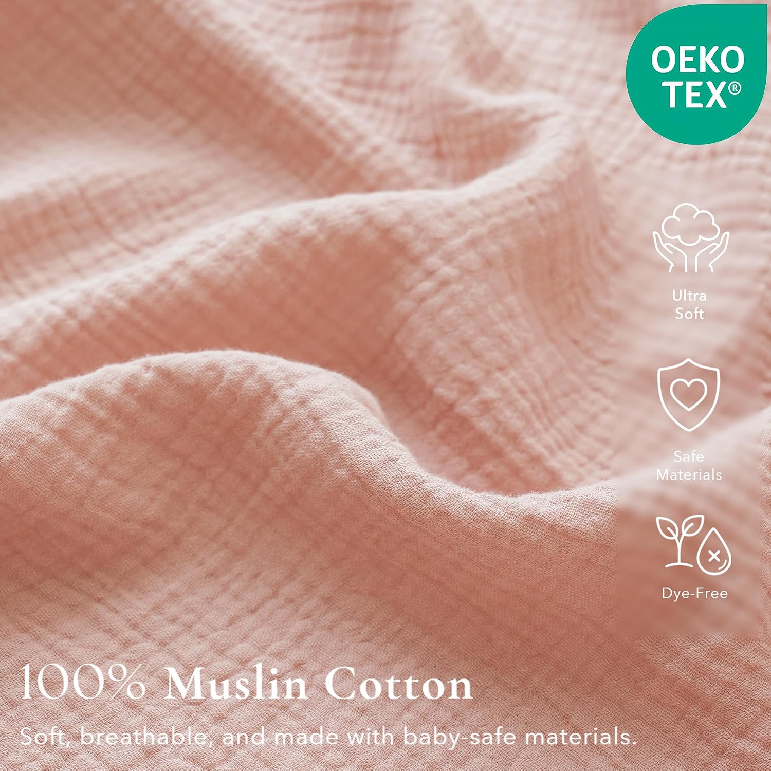 Detalle 2 de Konssy Muslin Crib Sheets 52"x28" for Baby Crib