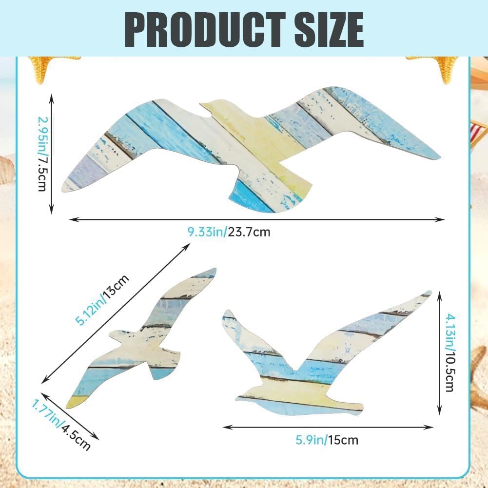 Thumbnail 1 de Yerleomit Maritime Möwen Wanddeko – 3er Set aus Holzdeko im Küstenstil