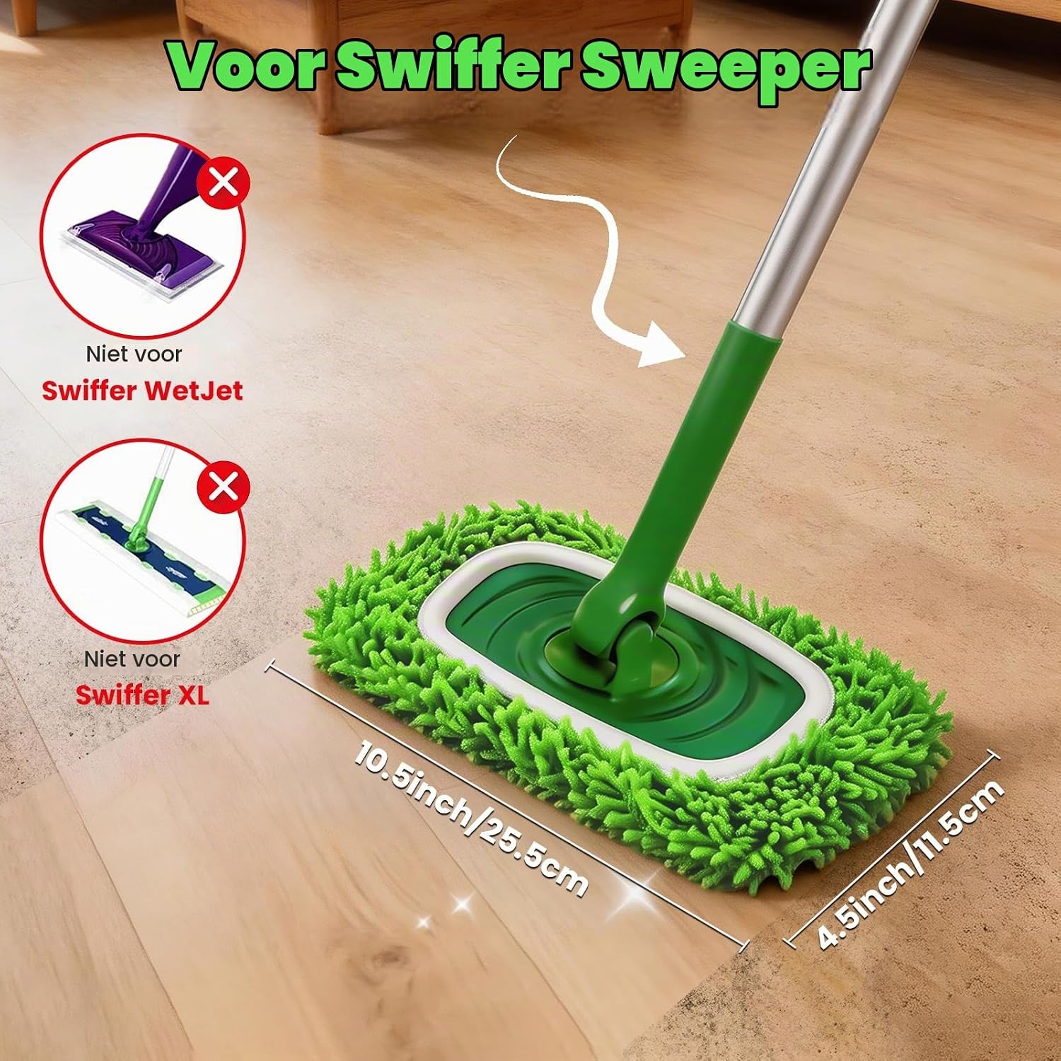 Thumbnail 1 de ZWQO herbruikbare microvezel dweilpads voor Swiffer, 6 stuks, groen