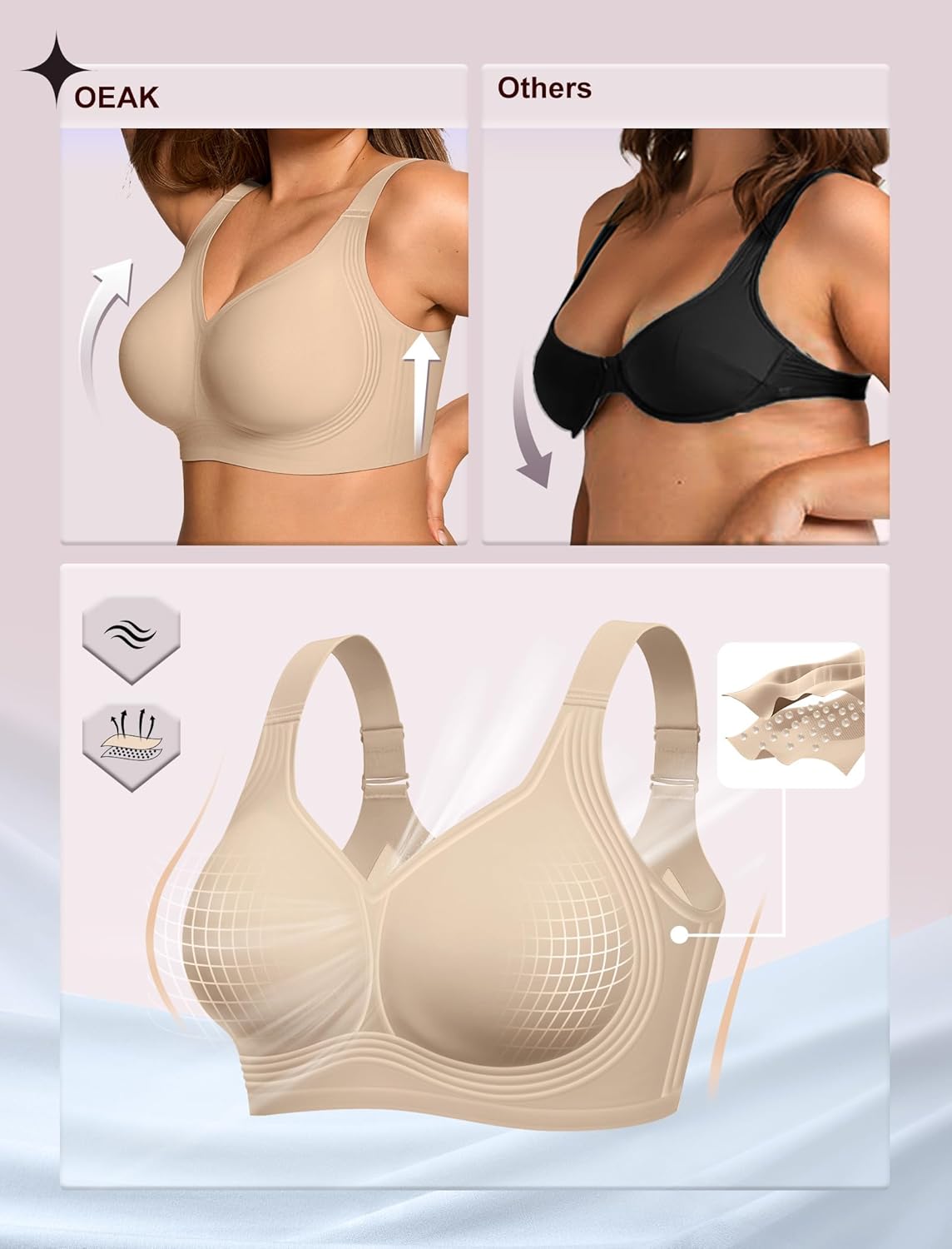 Detalle 2 de OEAK Wireless Gel Bra Full Coverage Size Plus