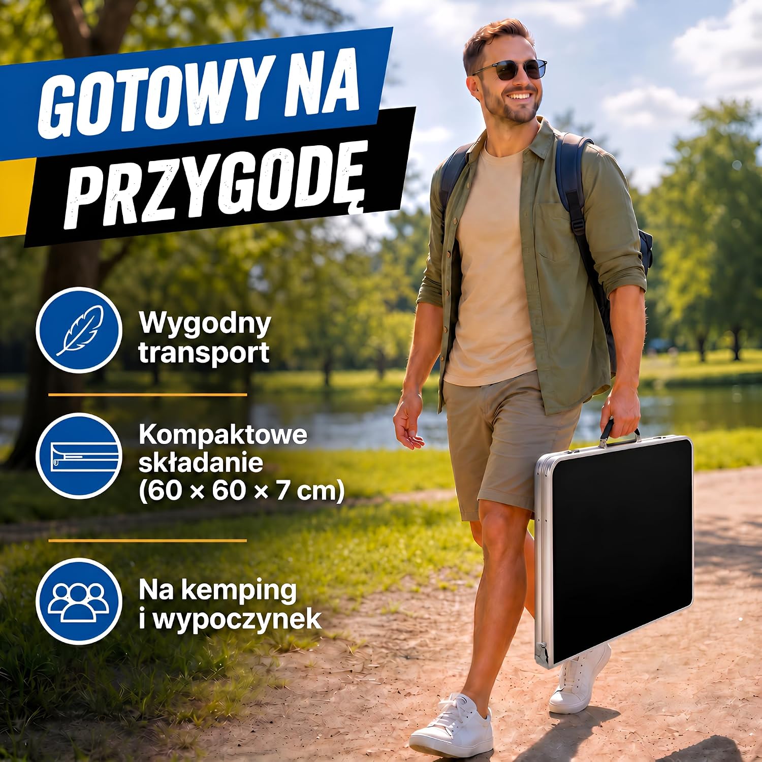 Thumbnail 6 de GOODS+GADGETS 3541824 – składany stół aluminiowy 120 × 60 cm, 3 wysokości