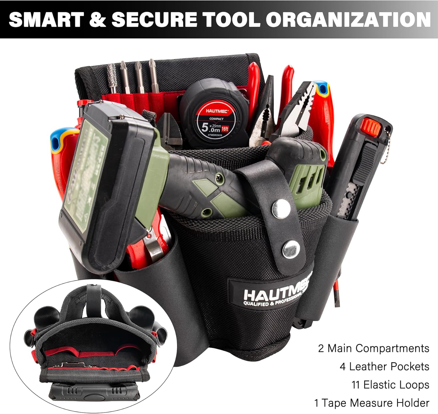 Detalle de HAUTMEC Heavy-Duty Tool Belt Pouch HT0410