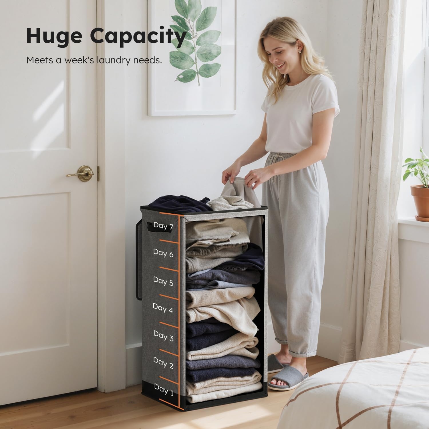 Thumbnail 2 de SOLEDI Laundry Hamper 100L collapsible basket