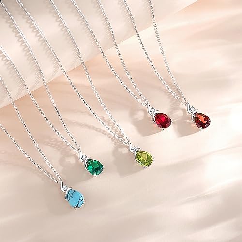 Detalle de FANCIME 14ct Solid White Gold Pink Tourmaline Pendant Necklace for Women