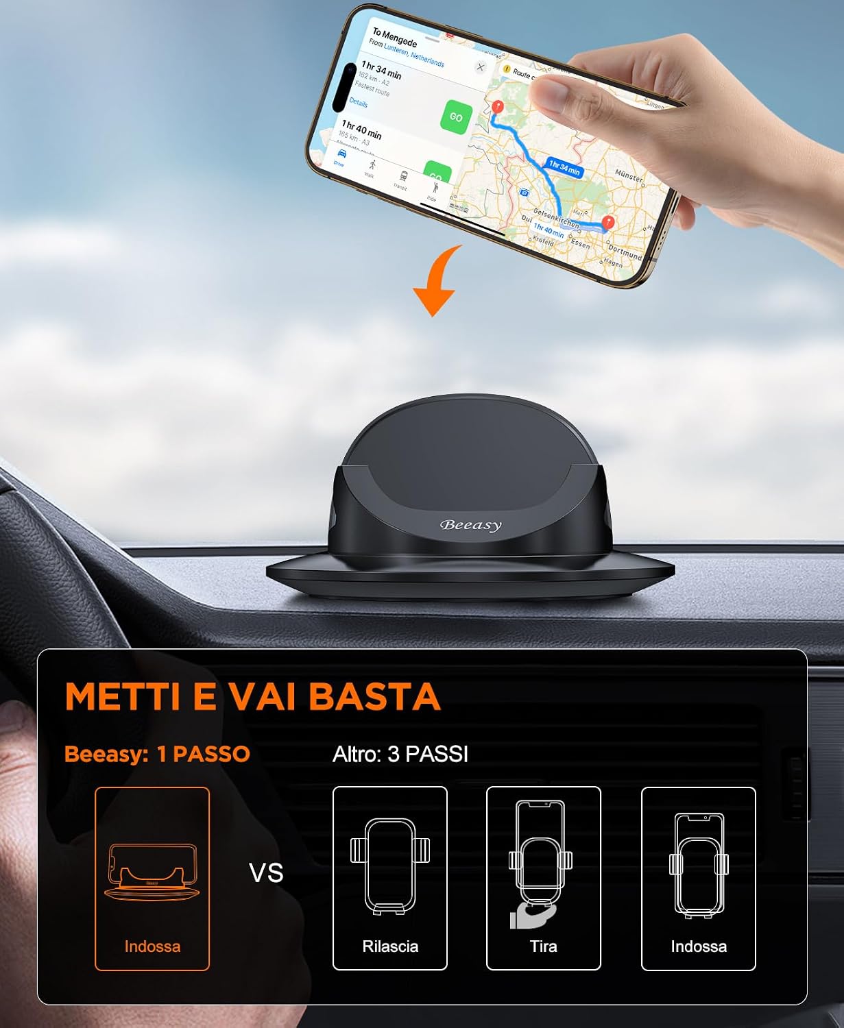 Thumbnail 3 de Beeasy Porta Cellulare Auto [Silicone Antiscivolo] 360° - Supporto Cruscotto Universale per Smartphone