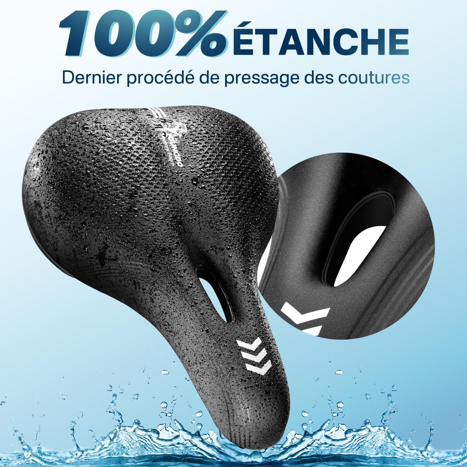 Detalle de Selle de Vélo Ultra Confort YOUNGDO – Étanche, Ergonomique et Respirante