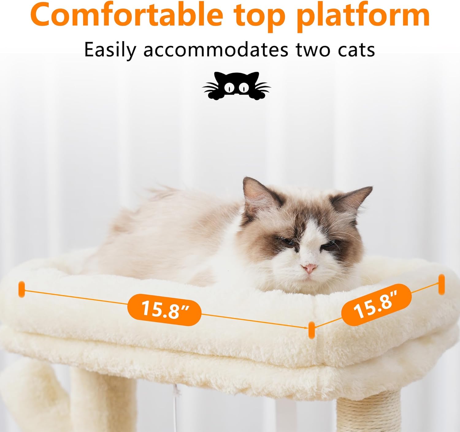 Detalle de Heybly Cat Tree, 100 cm Tower Condo with Cat Scratching Post