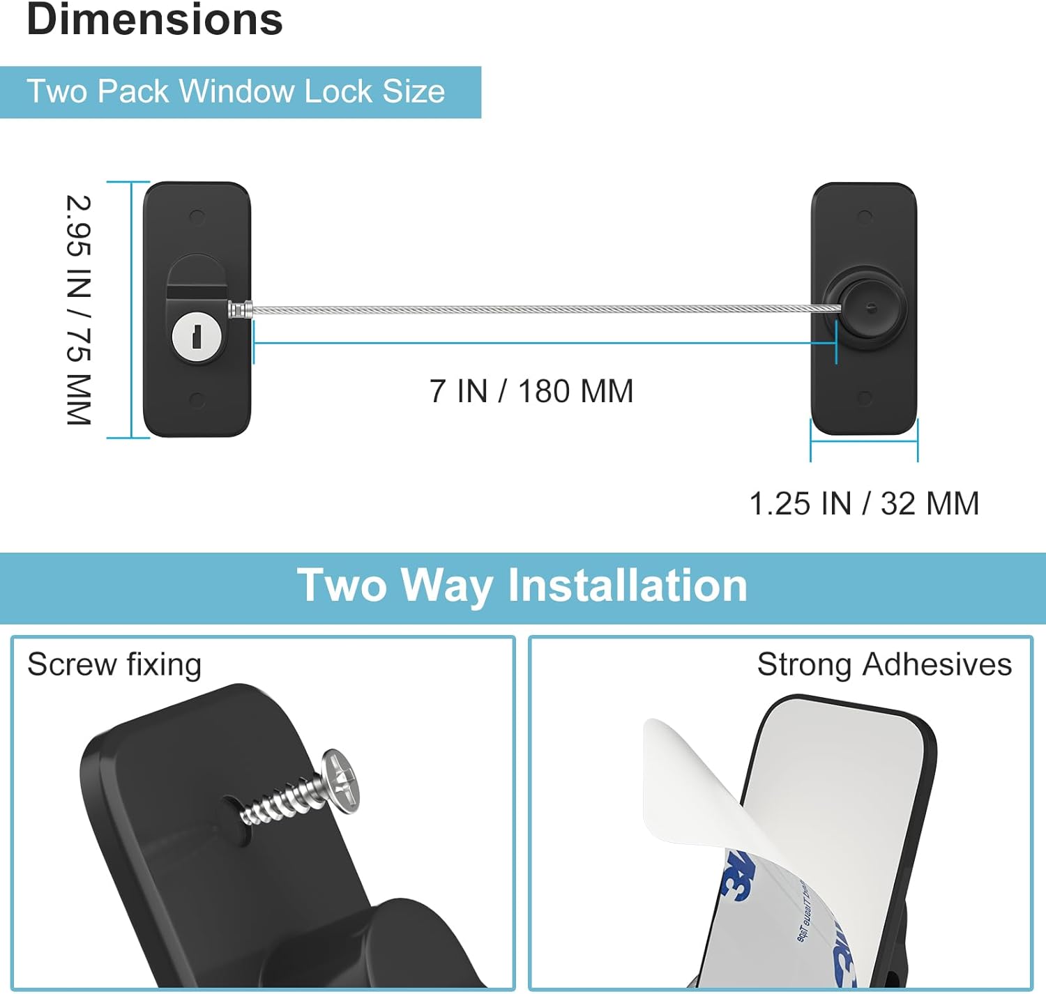 Thumbnail 1 de AOSITE Fenstersicherung für Kinder (Schwarz) – nur Kippsicherung, ohne Bohren möglich, 2 Stück