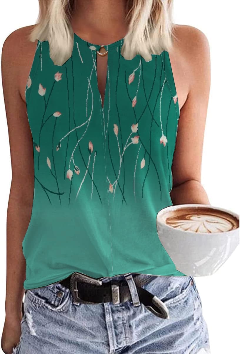 Thumbnail 5 de Tanmolo Damen Tank Top Ärmellos V-Ausschnitt mit Ring-Detail – Sommer, casual