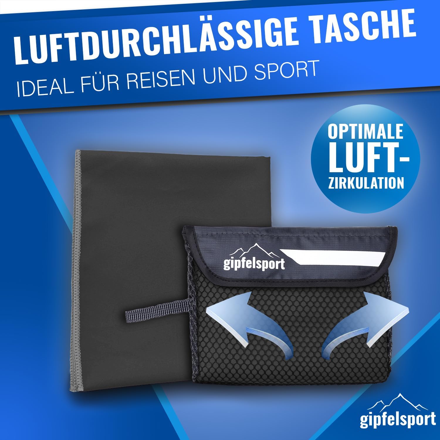 Detalle de gipfelsport Mikrofaser Handtuch – kompakt, schnelltrocknend und vielseitig einsetzbar