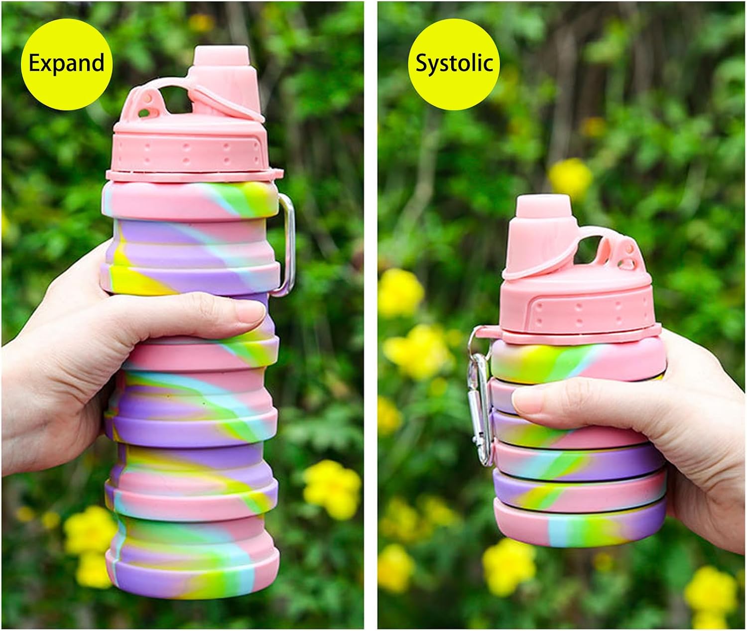 Thumbnail 6 de YCTMALL Collapsible Silicone Water Bottle 500ml with Mountaineering Buckle – Travel-Friendly, Reusable
