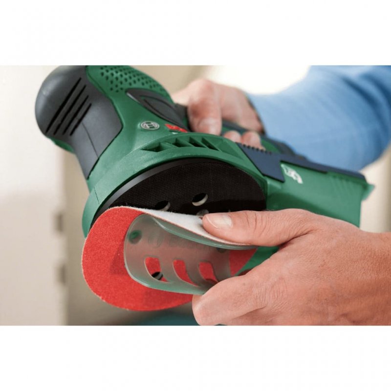 Detalle 2 de Bosch PEX300AE Lijadora Excéntrica 270W: control de velocidad y bajo nivel de vibraciones para acabados de calidad