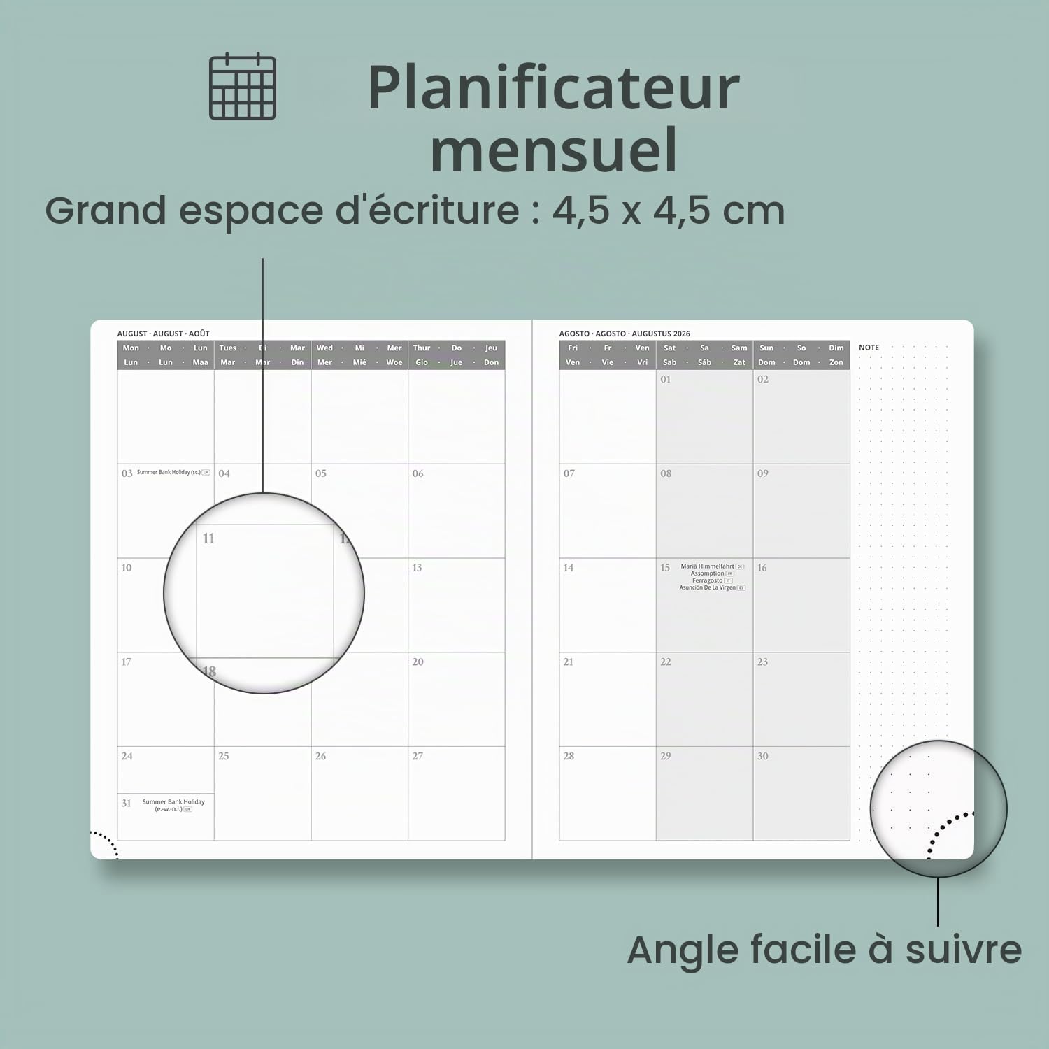 Detalle 2 de POPRUN 27-AC6LK7-NB agenda 2026-2027, verticale weekplanner van 17 maanden