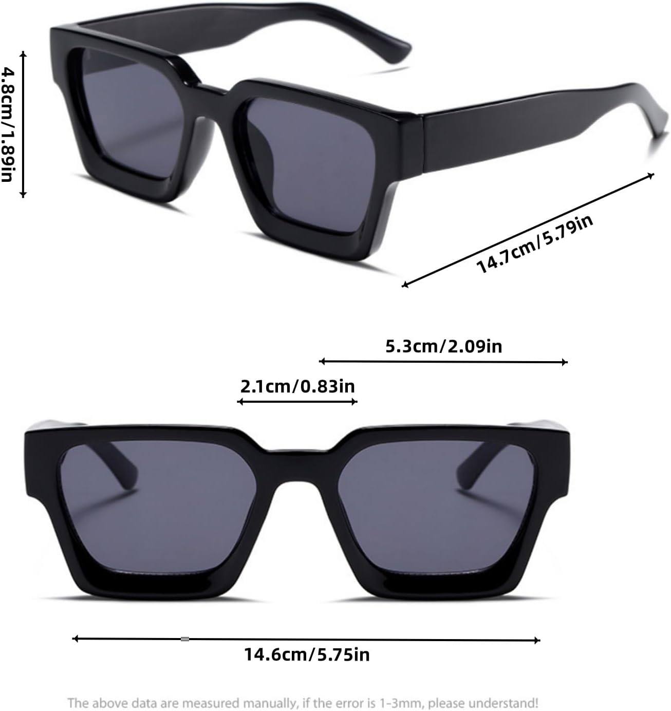 Thumbnail 2 de ASYHV Vintage rechteckige Sonnenbrille mit UV400-Schutz (Retro-Design für Outdoor, Autofahren & Reisen)