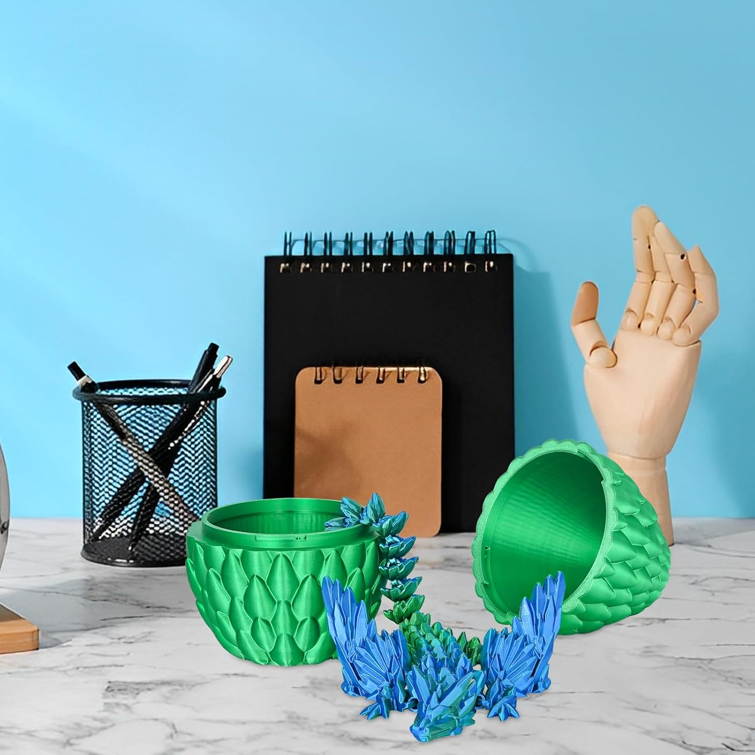 Thumbnail 6 de Winged Dragon Inside Surprise Egg collectible toy (3D printed) – Christmas Green, Large