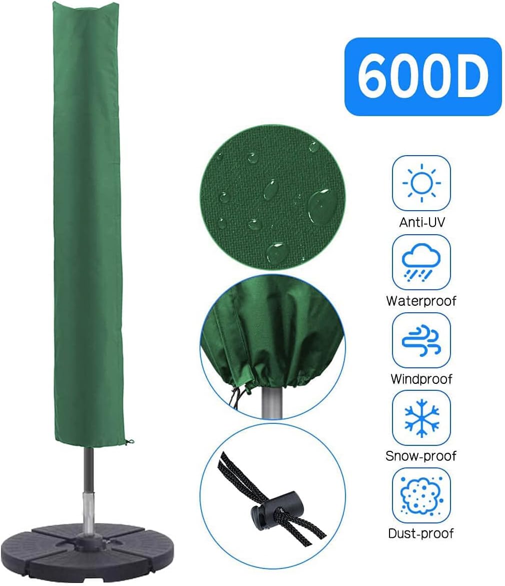 Thumbnail 1 de PATIO PLUS Parasol Cover (Waterproof 600D Oxford PVC) for Garden Umbrellas, Green, 153 x 30 x 30cm