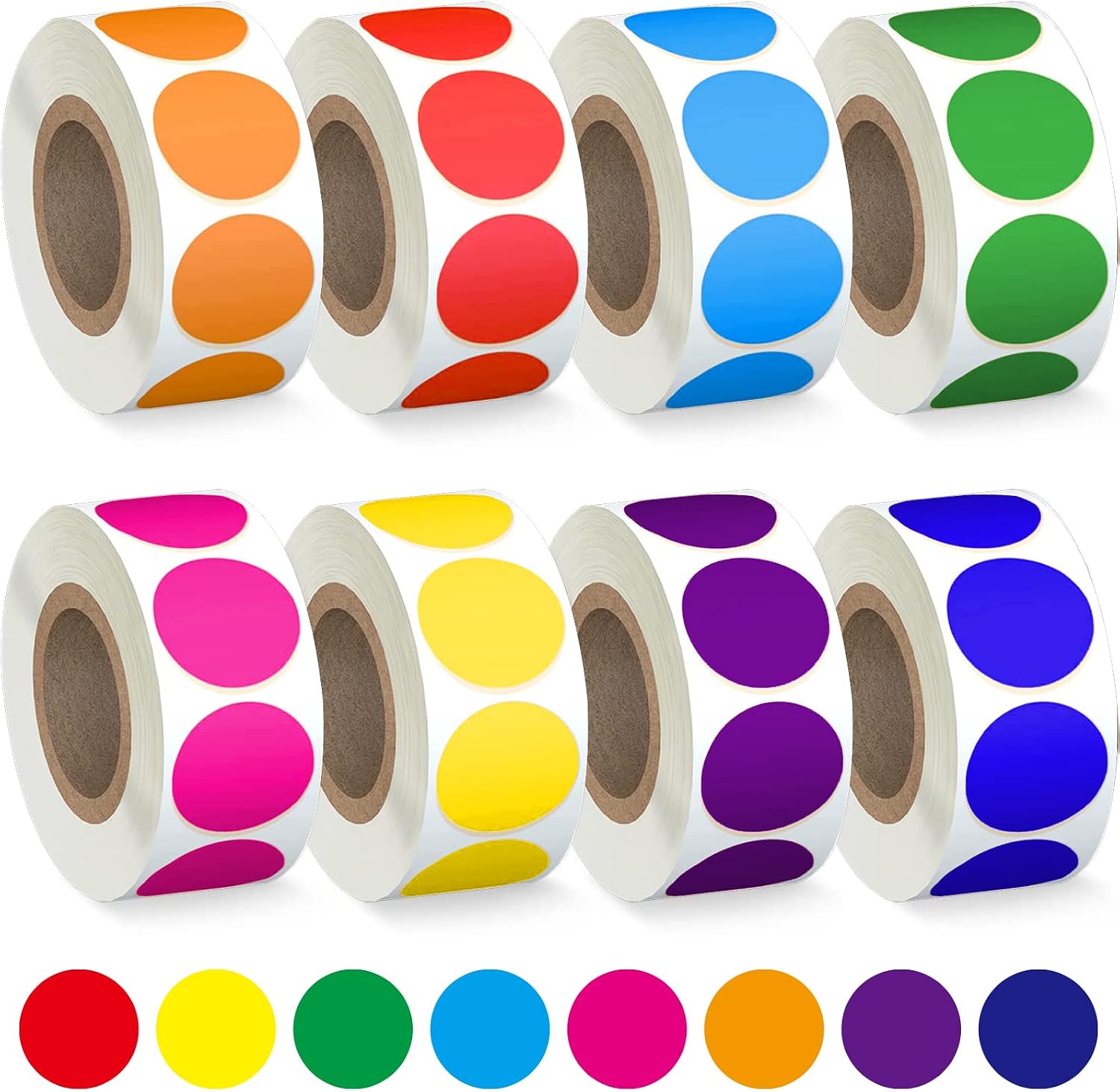 Detalle de Lrogoe CC-01 Color-Coding Dot Stickers, 3/4-Inch, 8 Colors, 4,000 Count