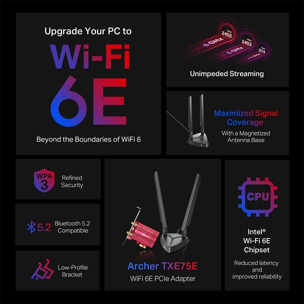 Thumbnail 4 de TP-Link Archer TXE75E AXE5400Mbps Tri-Band WiFi 6E PCIe Adapter