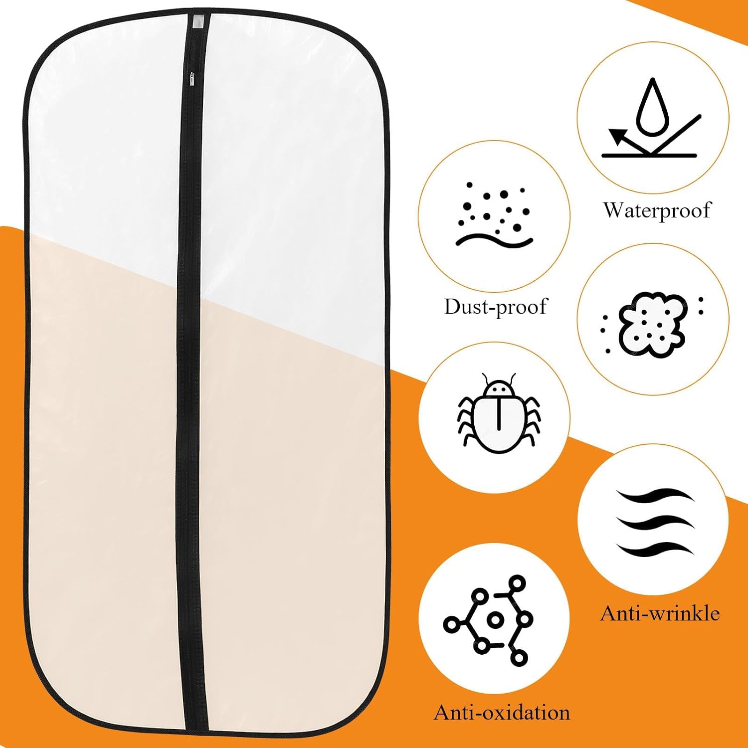 Thumbnail 3 de 12 Pack Garment Bags 60x100cm PEVA Translucent