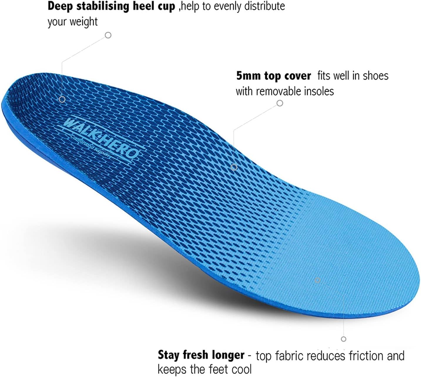 Detalle 2 de WALKHERO Orthotic Insoles Men 9-9.5
