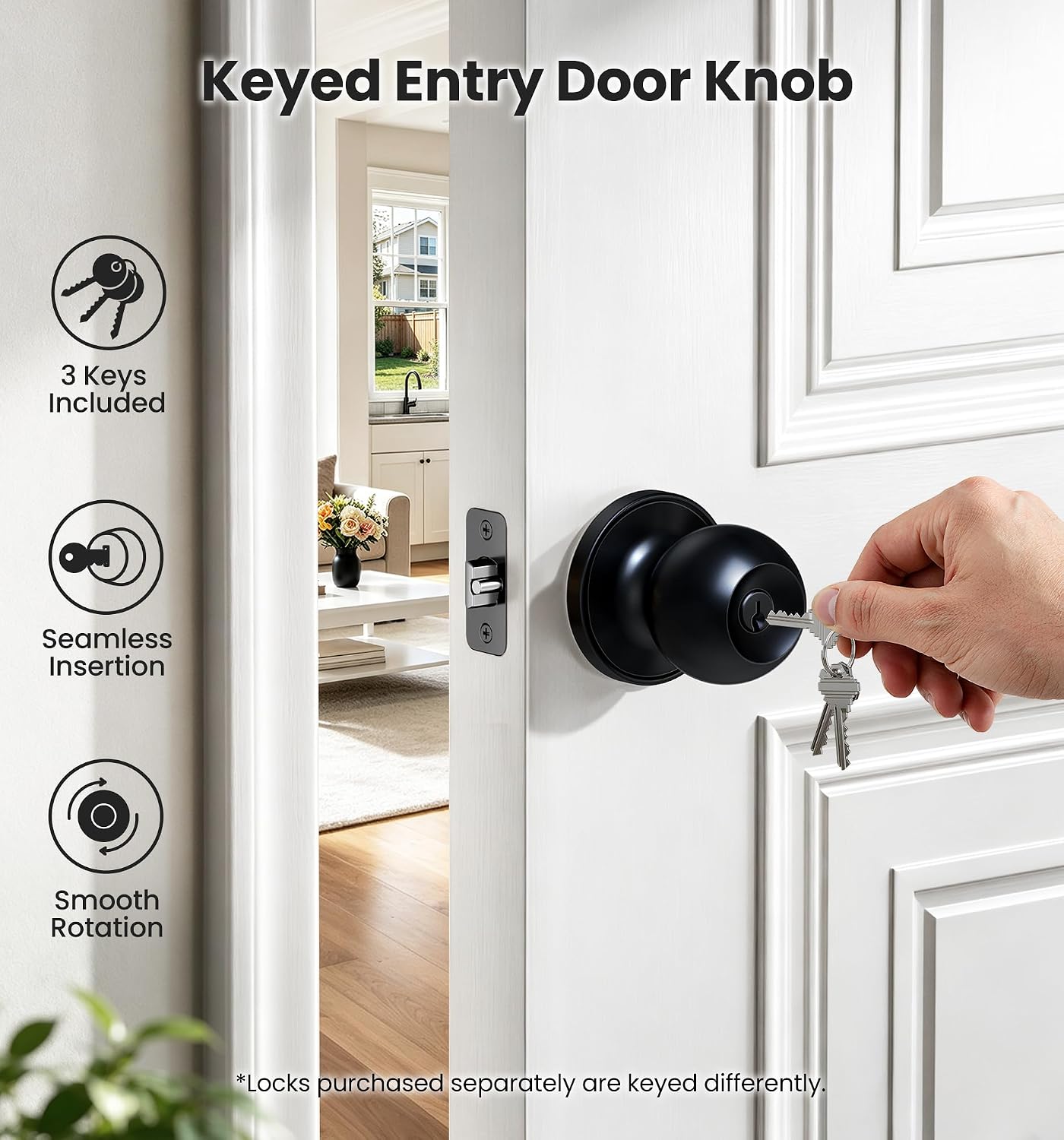 Detalle 2 de Veise Keyed Entry Door Knob Stainless Steel