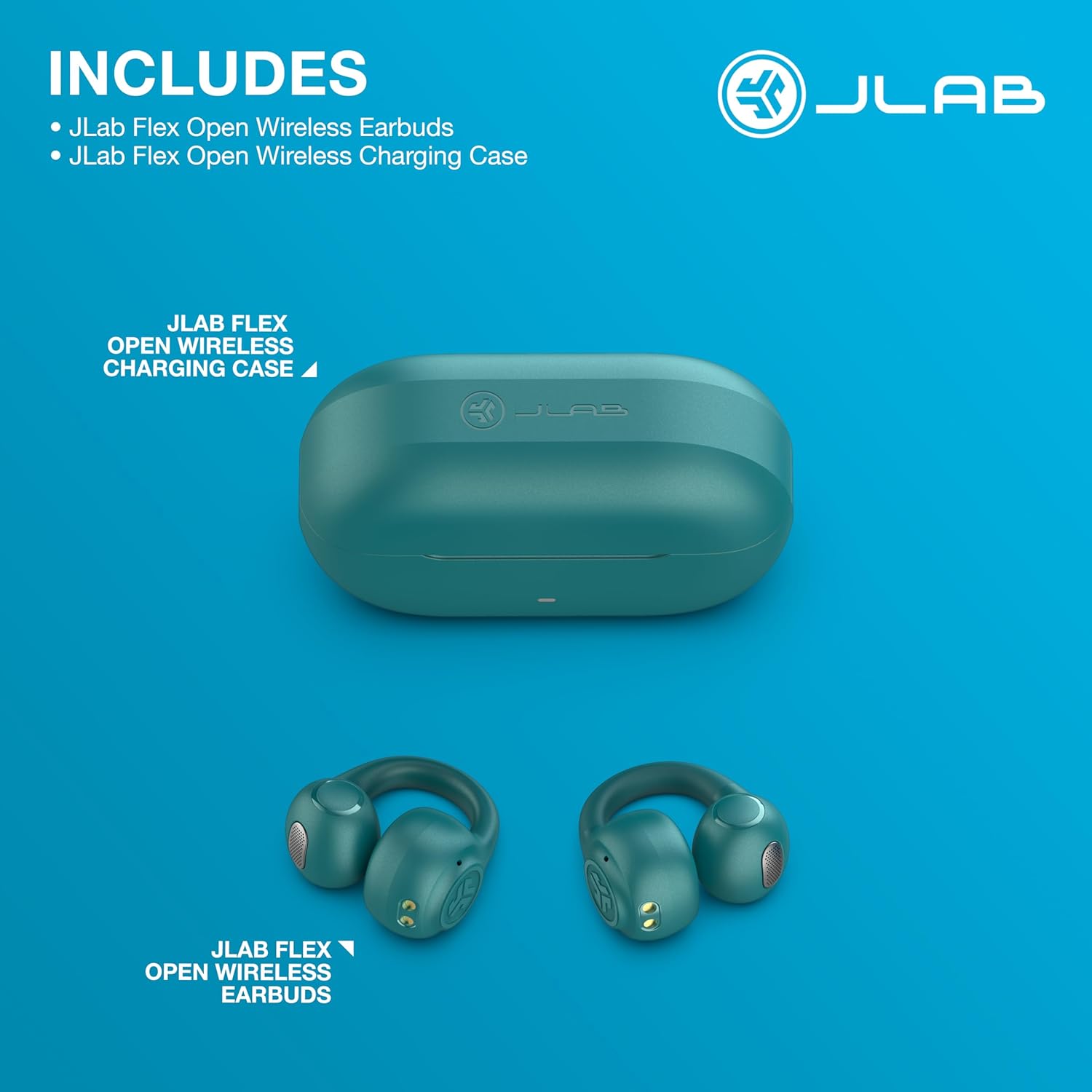 Thumbnail 6 de JLab Flex casque à oreille ouverte avec Bluetooth multipoint, autonomie annoncée jusqu’à 21 h et personnalisation via application (sarcelle)