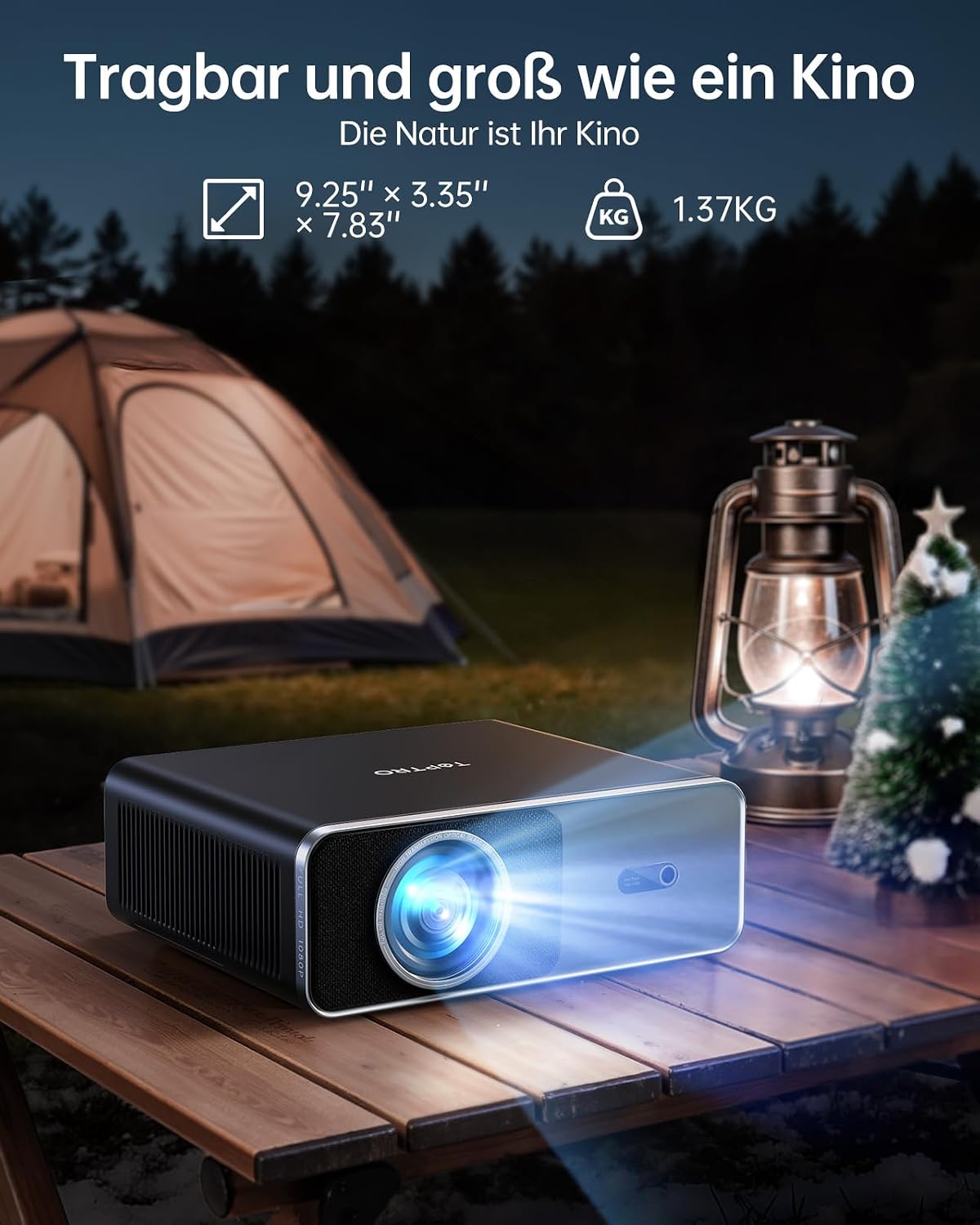Detalle de TOPTRO A1 Smart Beamer – Netflix-kompatibel, 1000 ANSI, Dolby Audio, Autofokus & 6D Keystone