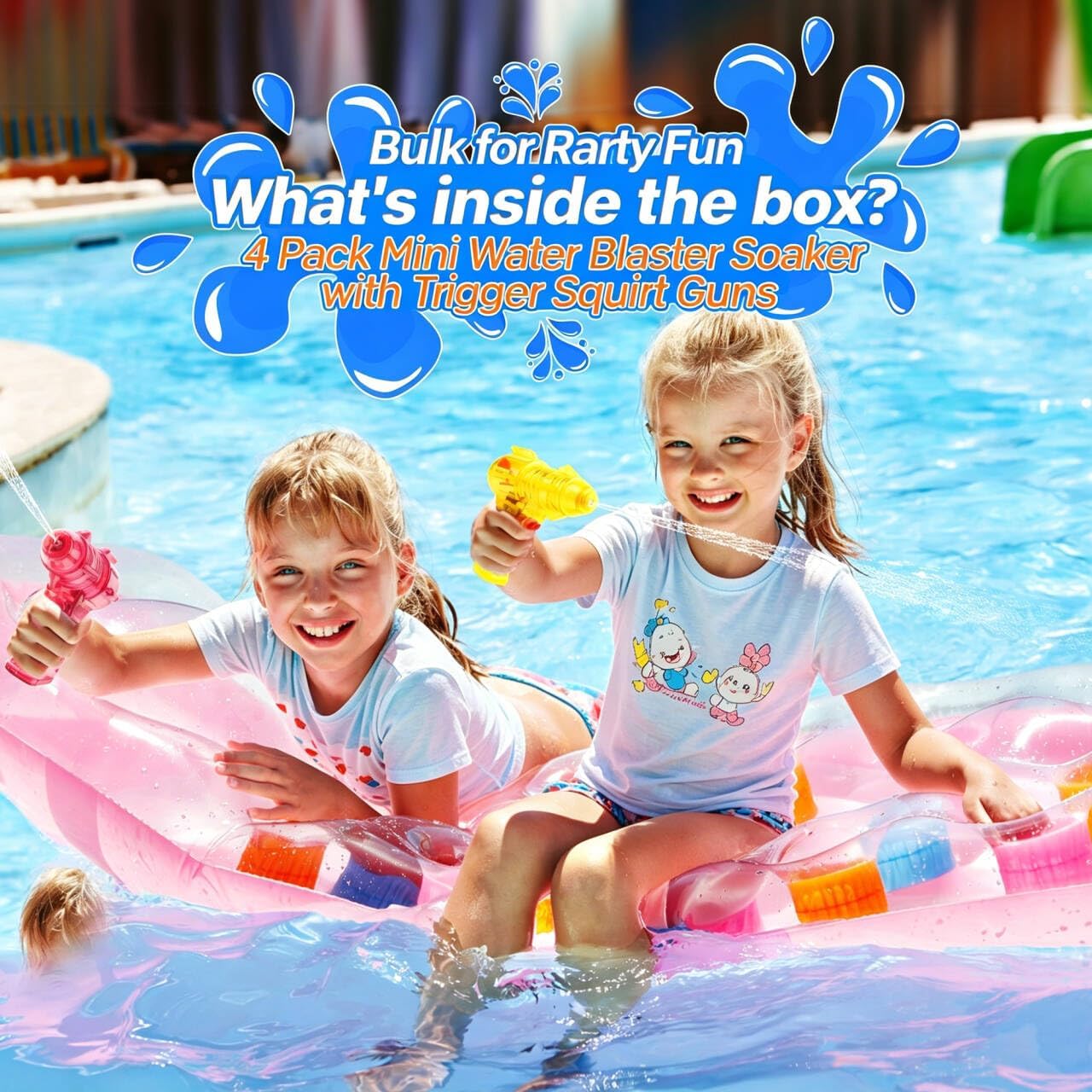 Detalle de 4 Pack Mini Water Gun for Kids – 9cm Neon Pistol Set for Outdoor Fun