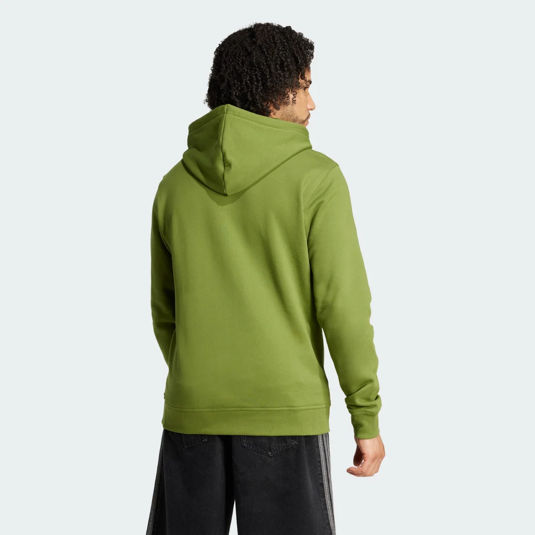 Detalle 2 de Sudadera con capucha Trefoil Essentials French Terry de Adidas – Verde