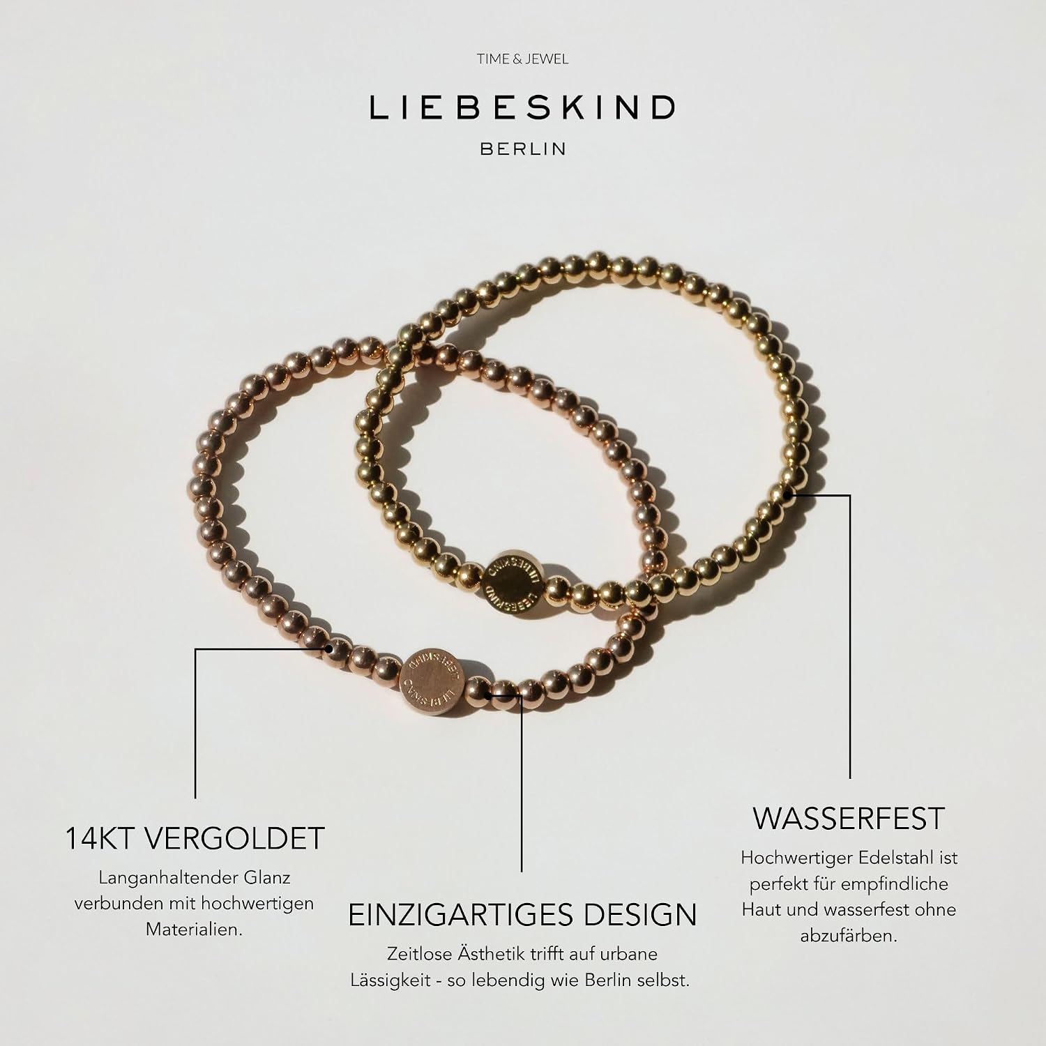 Thumbnail 3 de LIEBESKIND BERLIN Beads Armband – filigraner Edelstahlschmuck mit 4 mm Kugeln in Silber/Gold/Roségold/Schwarz