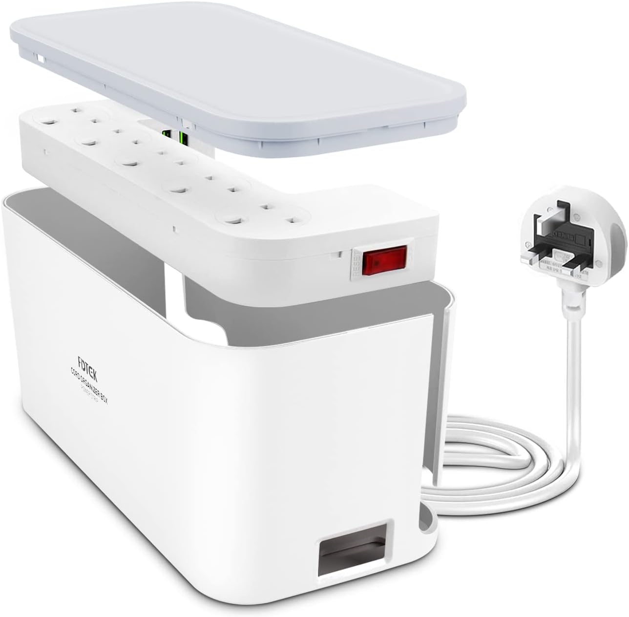 Detalle de FDTEK 5 Way Plug Extension with 3 USB Ports