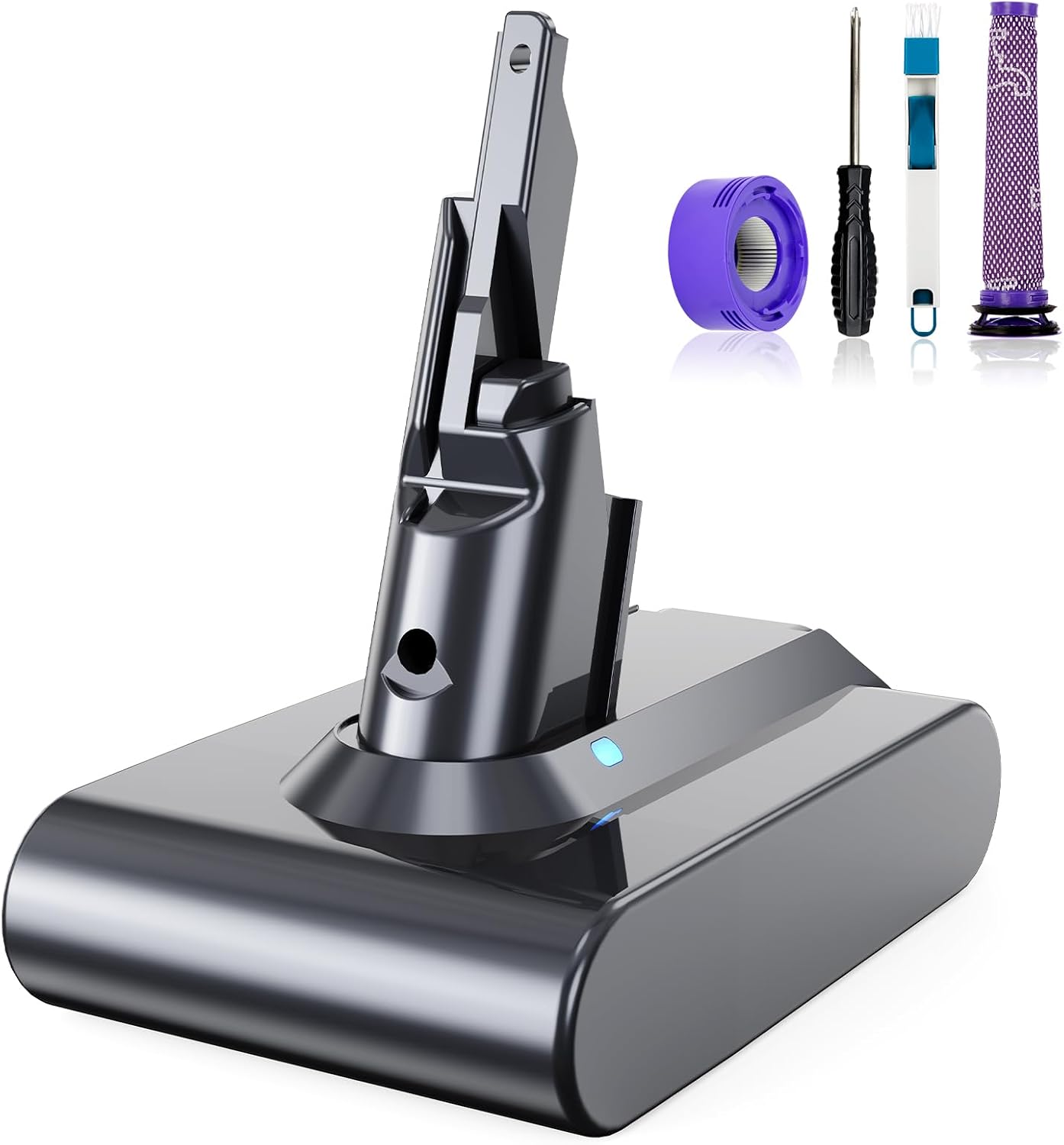 Vunzo batteria di ricambio 6000 mAh per Dyson SV11 (V7) con indicatore di livello