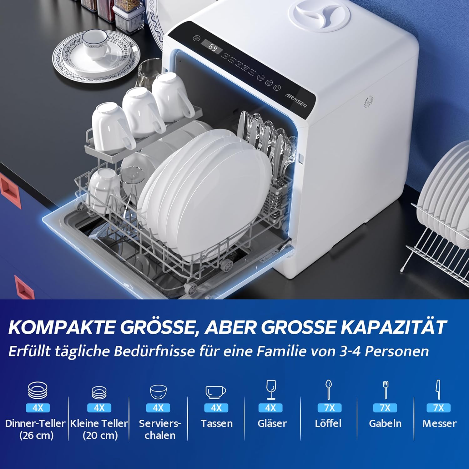 Thumbnail 5 de AIRMSEN Mini-Geschirrspüler 5L Tank