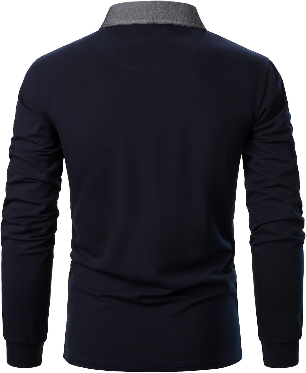 Detalle de AIOIDI Herren Baumwolle Hemdkragen Plaid Poloshirt Langarm – Basic Tennis Polohemd