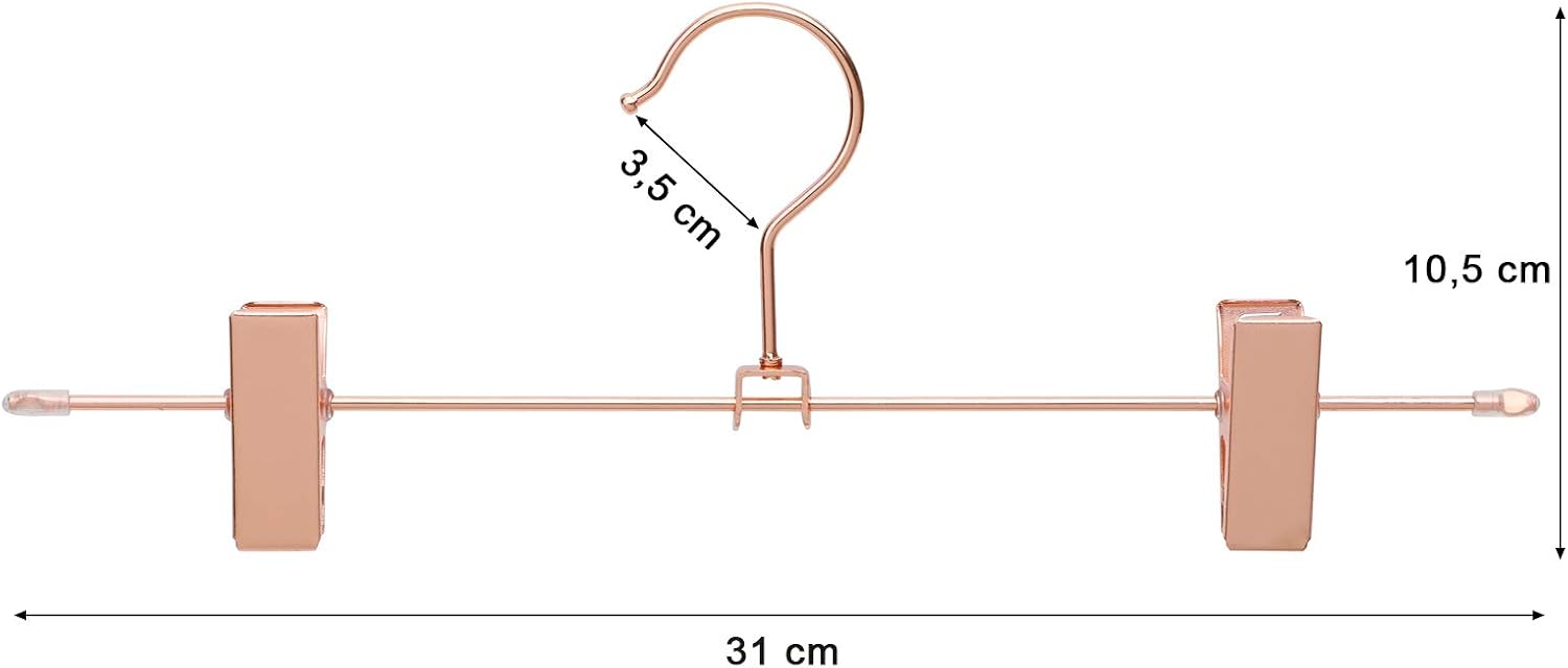 Detalle 1 de SONGMICS CRI46R-10 Metal Trouser Hangers, 31 cm, Rose Gold, 10-Pack