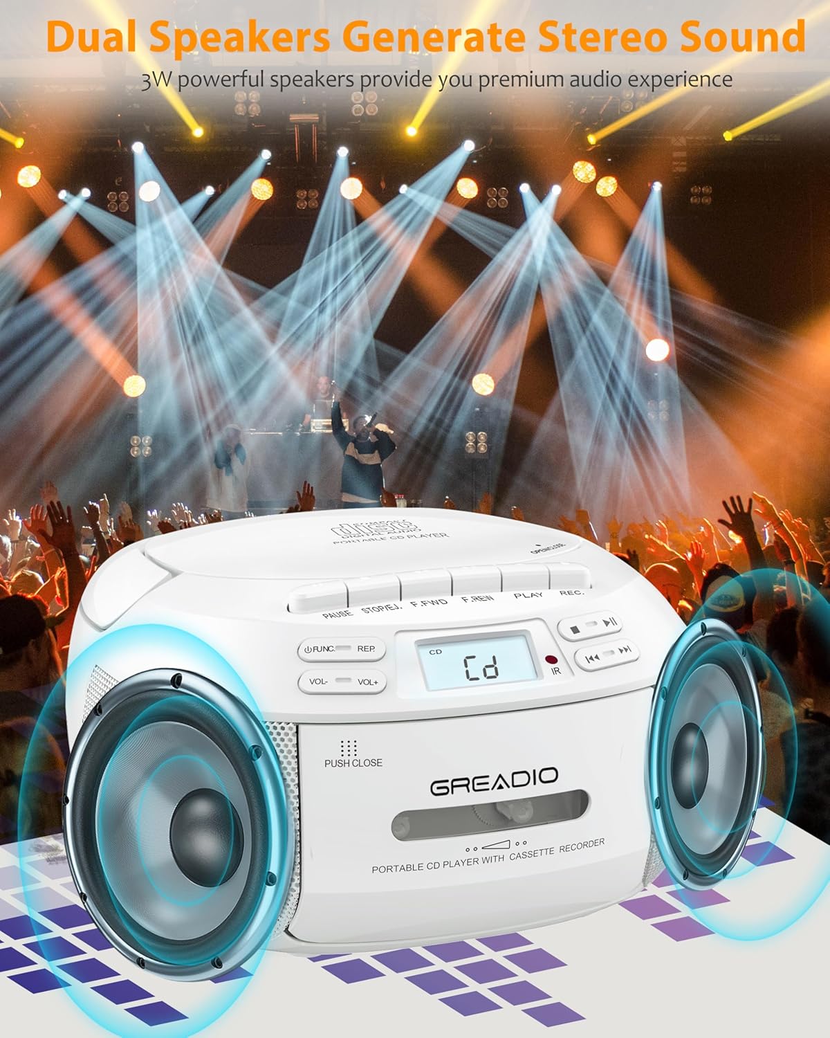 Thumbnail 4 de Greadio CD Boombox with Bluetooth 5.1