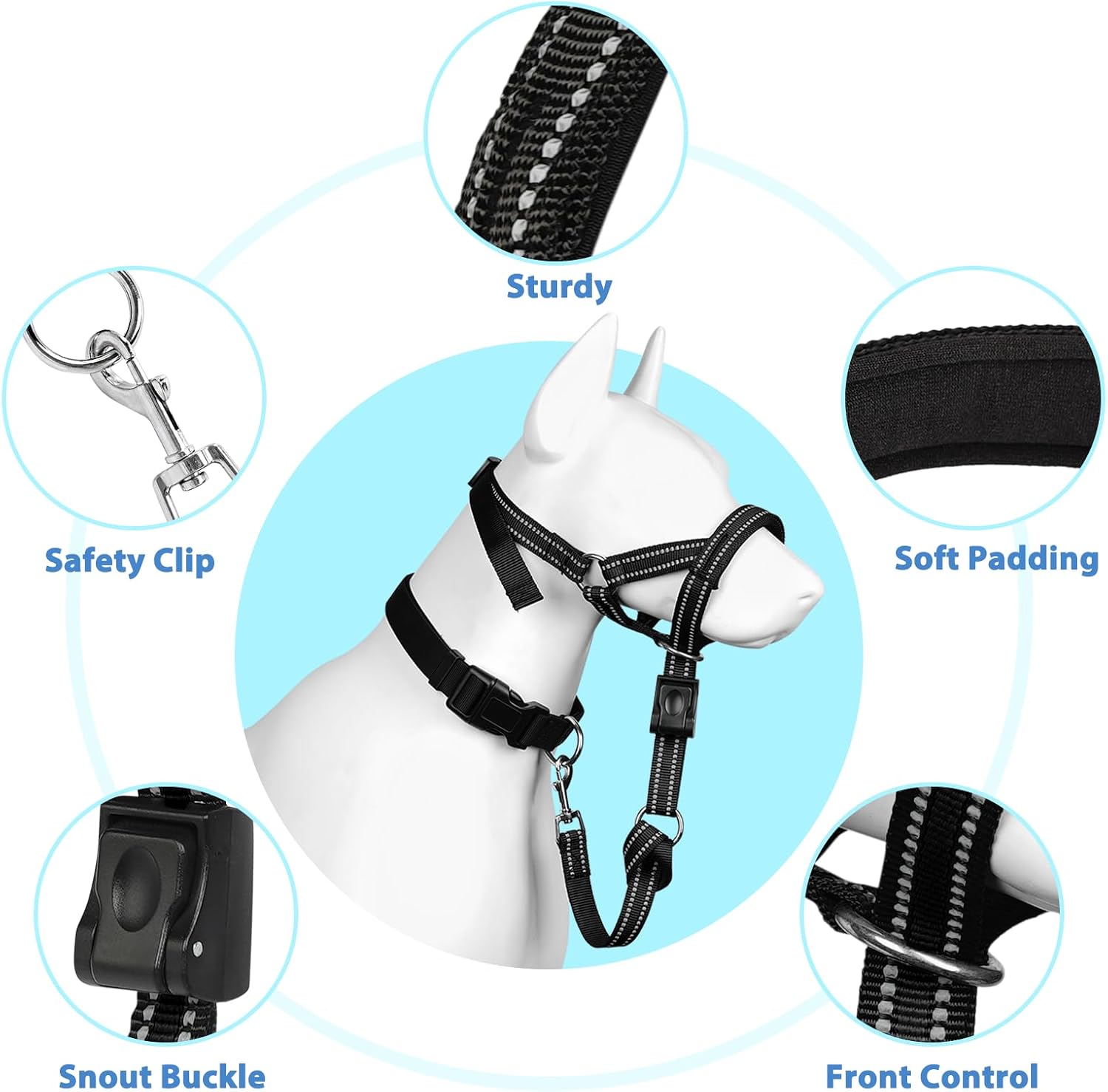 Thumbnail 3 de Mayerzon Dog Head Collar with Soft Padded – XL Black (Gentle Leader, No-Pull)