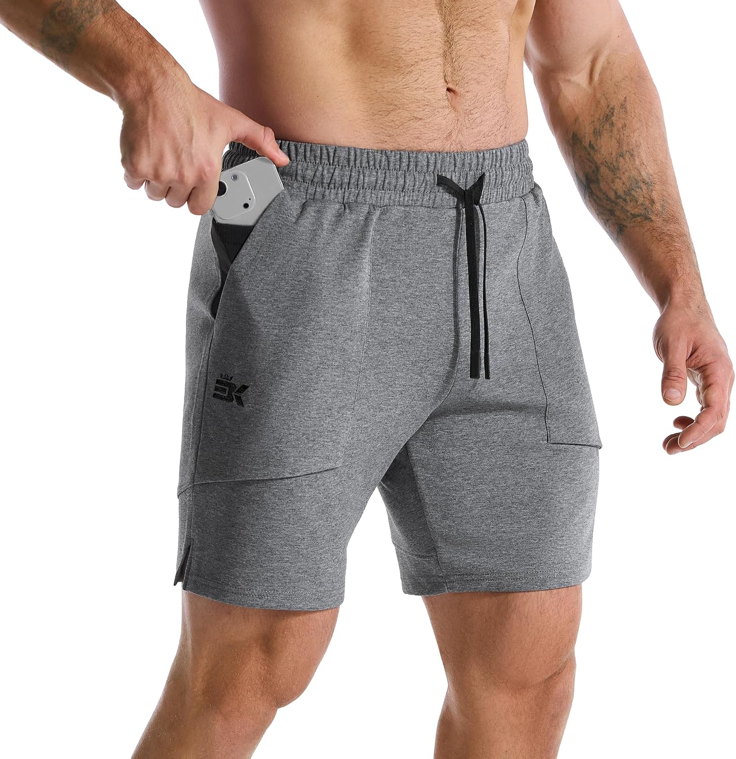 Detalle de BROKIG Mens Zero Armor Gym Shorts with Zip Pockets – seamless internal pocket comfort for training