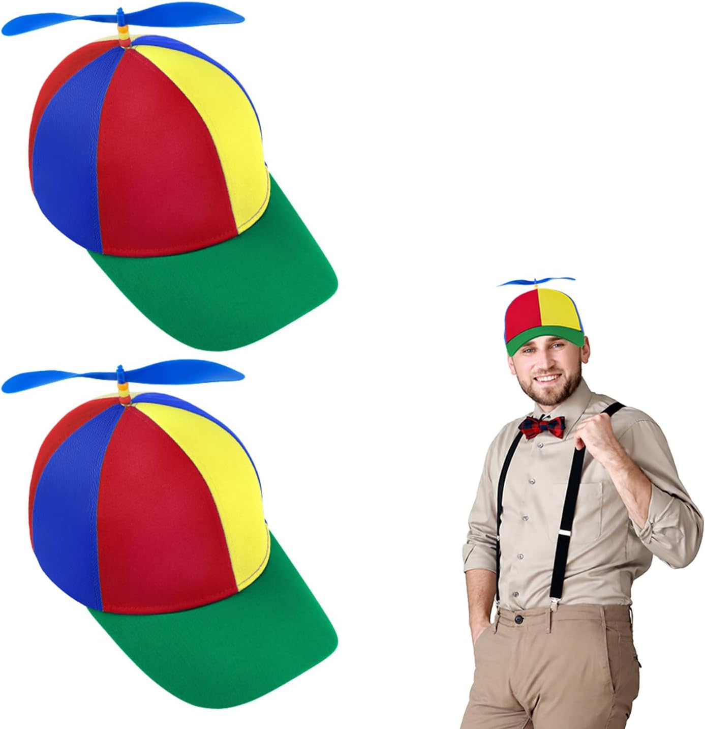 Detalle de AOMIG 8155986 propellermössor i bomull, 2-pack med regnbågsdesign