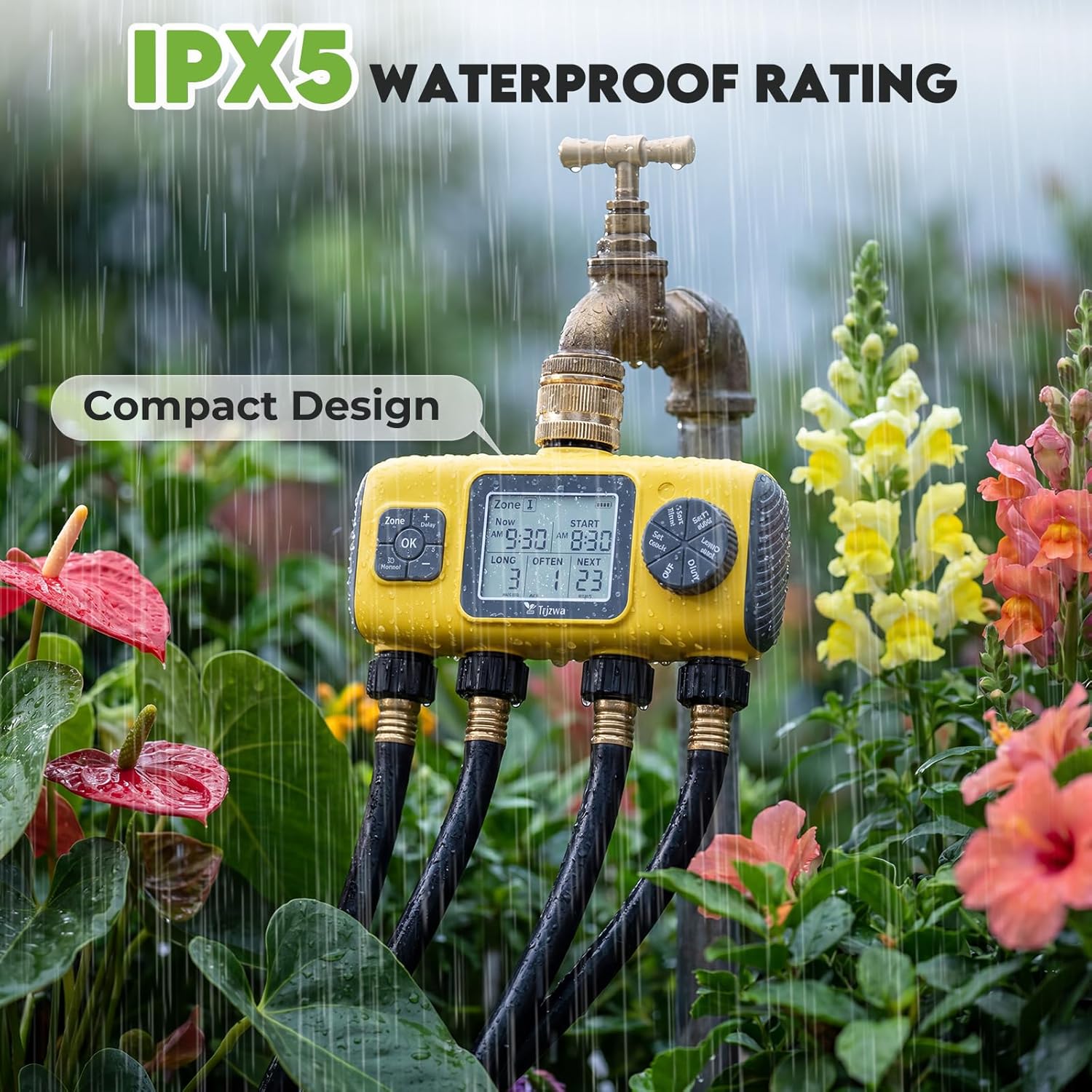 Thumbnail 6 de TRJZWA Four Port Outdoor Water Timer with LCD Display and Independent Programmes