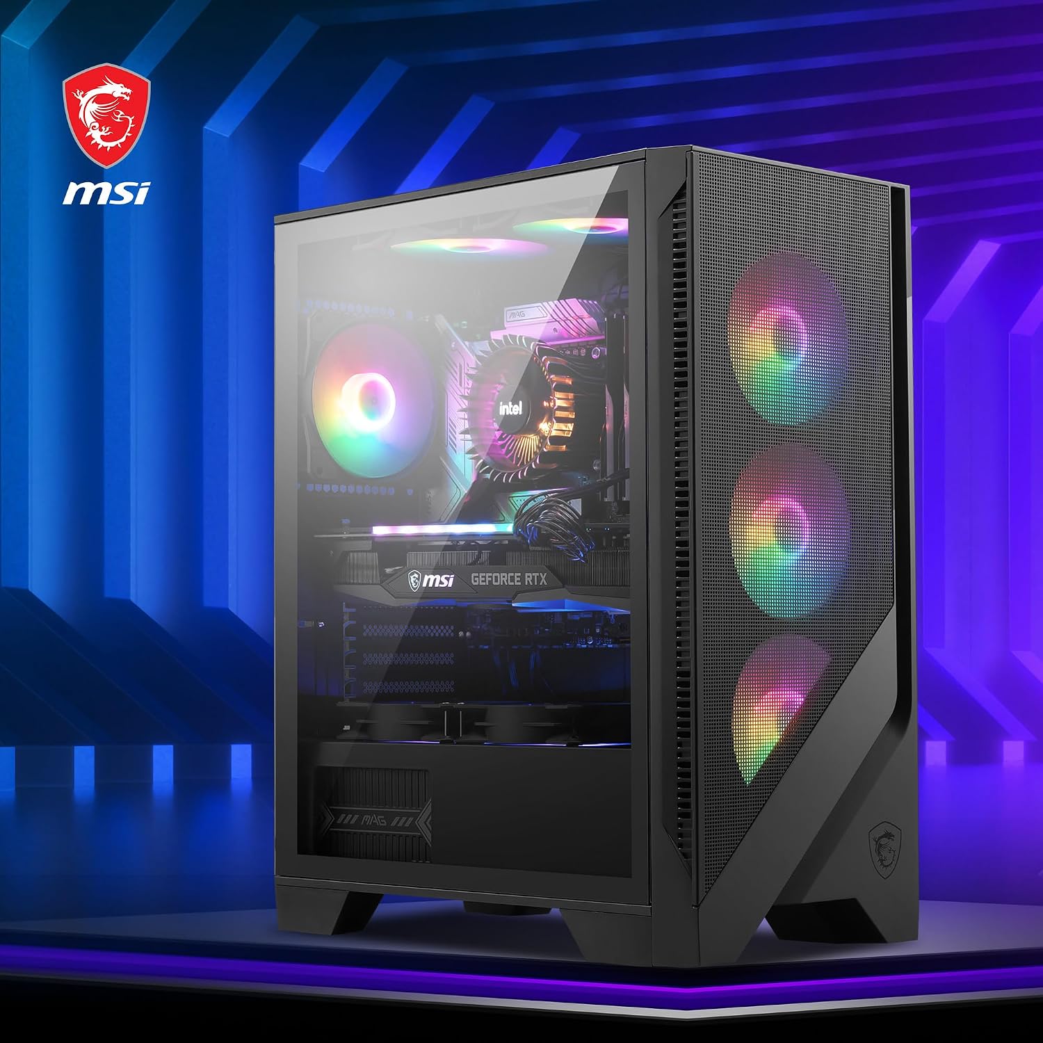 Thumbnail 6 de MSI MAG Forge 120A Airflow – Case mid tower ATX con 6 ventole Auto-RGB da 120 mm e vetro temperato