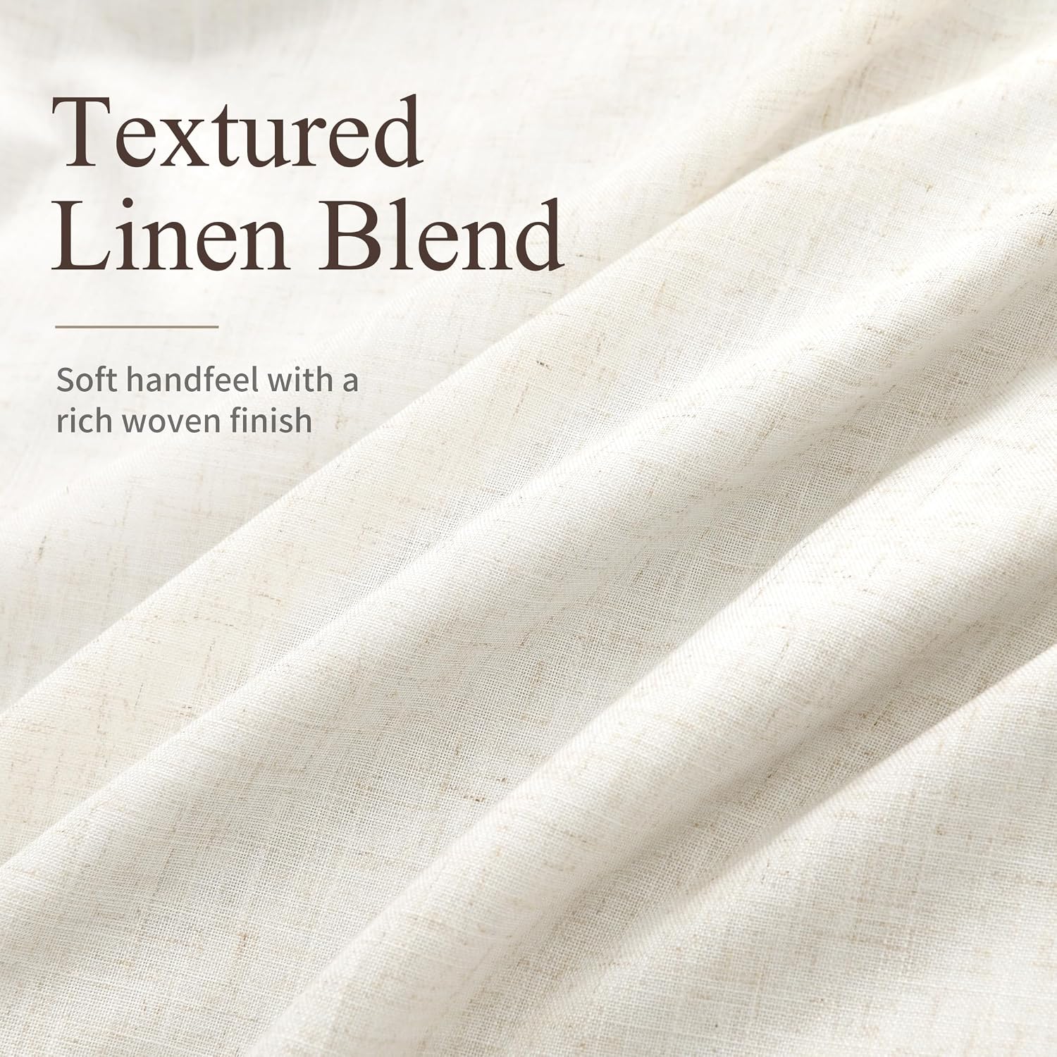 Detalle de Jowels Pinch Pleated Blackout Linen Curtains, 102-Inch, Natural, 2 Panels